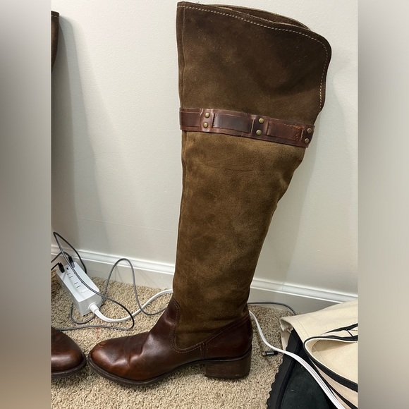 Jessica Simpson Clancey Suede & Leather OTK boots sz 9.5 Olive green & brown - Picture 4 of 12